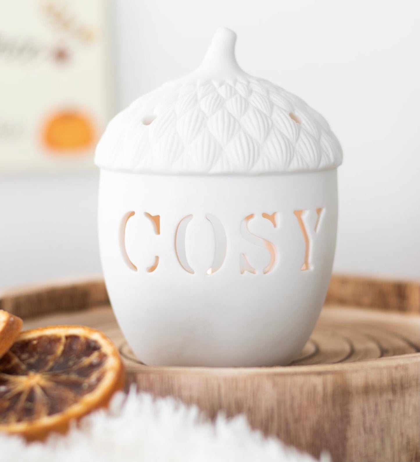 White Acorn Tea-light Holder