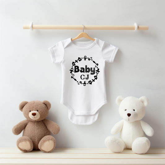 Personalised Initial Circular Motif Baby Vest