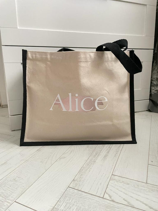 Large Personalised Name Canvas Tote Bag