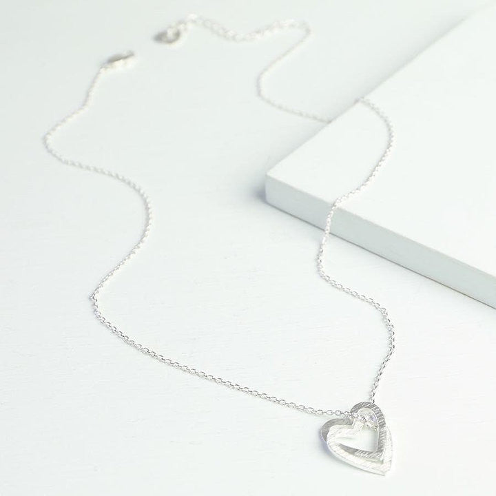 Silver Interlocking Hearts Pendant Necklace