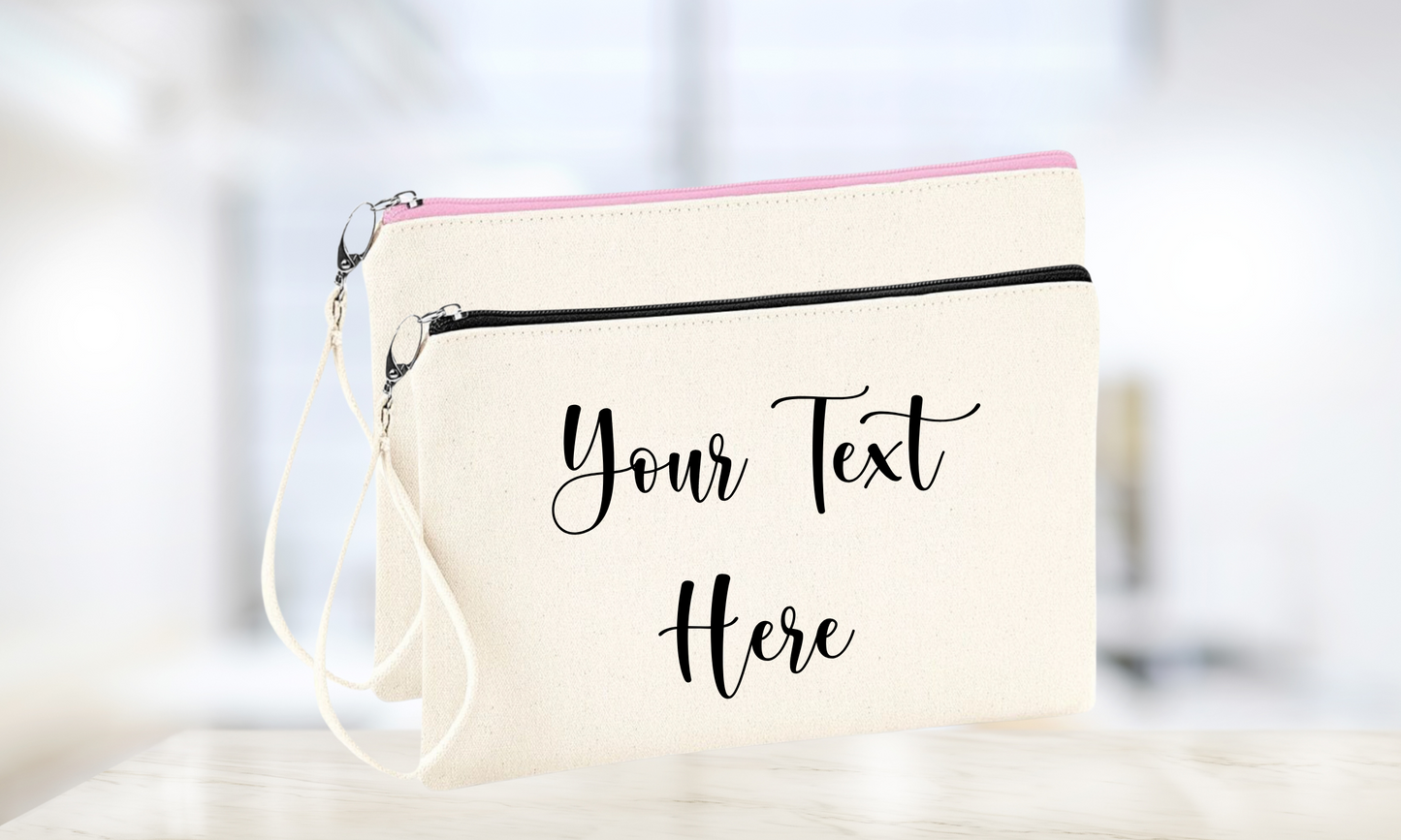 Add your own wording to your cosmetic bag