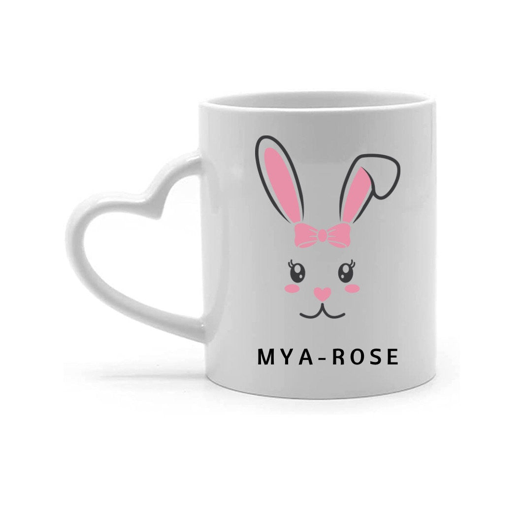 Personalised Bunny Mug With Heart Handle