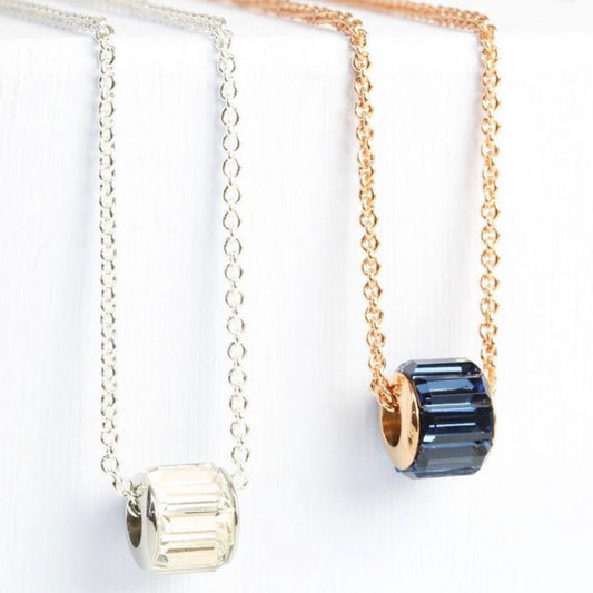 Navy and Rose Gold Crystal Necklace